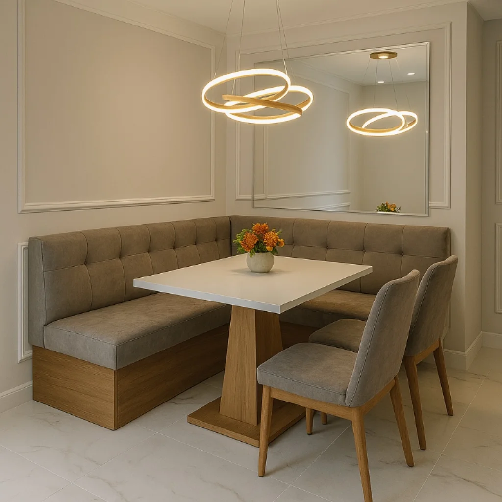Mesa de jantar elegante em sala de estar